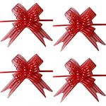 3A Featuretail Large Size Organza Pull Bow Flower Ribbon for Gift Wrap & Wedding Decoration Gift (30mm Width) (Red Pull Ribbon, Set of 30)