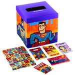 Hallmark Valentines Day Cards for Kids and Mailbox for Classroom Exchange, Justice League (1 Box, 32 Valentine Cards, 35 Stickers, 1 Teacher Card) (5VBX1904)