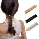 ZUGAD Spiral Hair Ties for Women No Damage Coil Hair Ties for Girls Hair Scrunchies Telephone Wire Hair Tie Elastic Hair Bands Ponytail Holders Telephone Line Hairties, 3 pc.