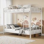 GarveeHome Metal Bunk Bed Twin Over Twin, Heavy Duty Bunkbeds Frame with Arched Guardrail and Safety Ladder, Sturdy Steel Bed for Kids Boys Girls, Space-Saving, No Box Spring Needed, White