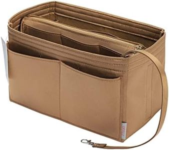 ZTUJO Purse Organizer Insert, Felt Bag Organizer with Metal Zipper, Handbag & Tote Shaper, For Speedy Neverfull Tote, 7 Sizes (Large, Silky Brown)