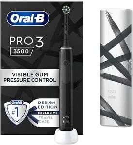 Oral-B Pro 3 Electric Toothbrushes Adults, 1 Toothbrush Head & Travel Case, 3 Modes with Teeth Whitening, 2 Pin UK Plug, Black