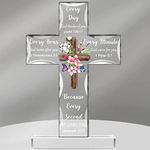 Acrylic Christian Standing Cross Inspirational Gifts with Bible Verse and Prayers Sunflower Religious Scripture Gifts for Women Men Friends Mom Wife Friends Colleague (Fresh Style)