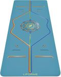 Liforme Printed Yoga Mat - Free Yoga Bag, Patented Alignment System, Warrior-like Grip, Non-Slip, Eco-friendly, Biodegradable, Sweat-resistant, Long, Wide and Thick for Comfort - Blue Sky Rainbow