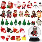 35 Pcs Christmas Miniature Figurines Ornaments Mini Snow Globes Miniature Dollhouse DIY Christmas Decorations Decorative Mini Snowman Figurines Small Resin Christmas Figurines for Home Decor Crafts