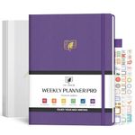 Planner Pro Schedule-Weekly&Daily Planner, Undated Planner for time Management, 8.5”x11” Hardcover planner with Habit Tracker & To Do List for Women, Purple, Gift Box
