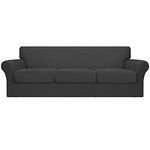 Easy-Going 4 Pieces Couch Covers for 3 Cushion Couch Stretch Oversized Slipcover Proof Fitted Furniture Protector Spandex Sofa Cover Washable Furniture Protector for Pets, Kids (X-Large, Dark Gray)