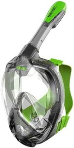 Seac Magica, Schnorchelmaske Vollgesichtsmaske Anti-Beschlag System mit einem weichen Maskenkörper, Dry Top Schnorchel mit Auslassventil, grau/grün, L/XL
