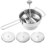 Navaris Stainless Steel Food Mill 2-Quart with 3 Grinding Discs - Rotary Food Mill to Grind & Puree Fruits, Vegetables, Tomato Sauce, Potatoes, Jams and Baby Food Dishwasher Safe