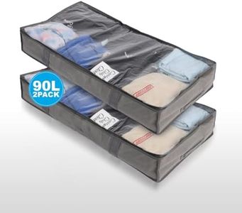 Mindful Design Under Bed Shoe Storage Organizer – Set of 2 Large Containers, Each Fit 12 Pairs of Shoes – Sturdy Box w/Strong Zipper & Handles – Underbed Organizers for Kids & Adults