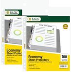 BAZIC Products Sheet Protectors Economy, Fit 8.5x11 Inch Paper, 11 Hole Clear Plastic Sleeves Ring Binder Sheets, Archival Safe (100/Pack), 2-Packs