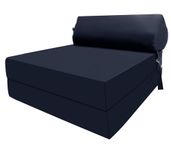 Fold Out Guest Bed Single Chair Z Bed Comfortable Futon Bed Sofa Ergonomically Designed for Adult and Kids folding mattress (Navy)