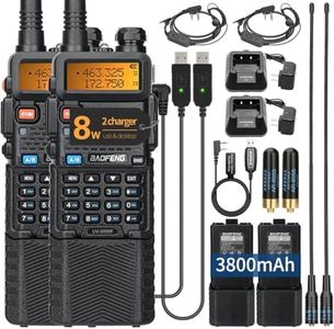 BAOFENG Radio UV-5R 8W Ham Radio Long Range UV5R Dual Band Handheld High Power 3800mAh Rechargeable Walkie Talkies Handheld Two Way Radio with Programming Cable and Earpiece for Survival Gear,2Pack