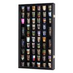 56 Shot Glass Shooter Display Case Holder Cabinet Wall Rack w/Solid Wood- BLACK Finish