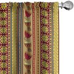 Ambesonne African Window Curtains Pack of 2, Oriental Djembe Drums Music Culture in Theme Geometric Chevrons Triangles, Lightweight Set with Rod Pocket, 4 Panels of - 28" x 84", Yellow Ruby