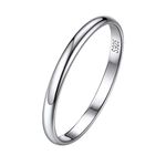 ChicSilver 925 Sterling Silver Rings for Women Men, 2mm High Polish Plain Dome Eternity Bands Promise Rings for Her Size 6