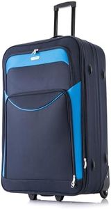 FLYMAX 32" Extra Large Suitcase Lightweight Luggage Expandable Hold Check in Travel Bag on Wheels Blue 129L