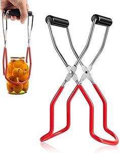 Canning Jar Lifter Tongs, Stainless Steel Jar Lifter with Rubber Grips - for Slip Wide-Mouth Clip for Kitchen Restaurant (Red)