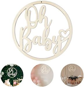 Large Wooden Oh Baby Sign 14 inch Letter Cutouts Wall Hanging Baby Shower Nursery Decor Big Round Circle Wood Oh Baby Signs for Backdrop Baby Announcements Gender Reveal Party Wall Photo Props