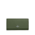 COACH Signature Leather Trifold ID Wallet - #F88024, Brown, Medium (Dark Sage), m