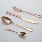 VEHGAL 16 Pcs Rose Gold Stainless Steel Cutlery Set of 4 Teaspoons,4 Dinner Spoons and 4 Forks, Flatware Utensils Set for Dining Table, Kitchen, Home, Restaurant