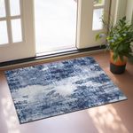 BRICHOEE Modern Abstract Area Rug, 2x3 Small Aesthetic Navy and Grey Entryway Rug, Non-Slip Bathroom Doormat Indoor Carpet for Living Room Kitchen Bathroom Entrance