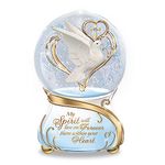 The Bradford Exchange Forever Within Your Heart Remembrance Glitter Globe with A Porcelain Base Featuring A Hand-Painted Sculptural Dove & Adorned with A Faux-Jeweled Cross