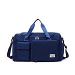 Womens Travel Bag Duffel Bag, Lightweight Double Shoulder Strap&Capacity Sports Tote Gym Bag,Weekender Overnight Bag with Wet Pocket for Women (Navy Blue)