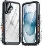 ANTSHARE for iPhone 16 Case, Waterproof Built-in Screen Protector, [12 FT Military Drop Proof] [Full Body Shockproof] [Dustproof] [IP68 Underwater] Phone Case for iPhone 16 6.1''- Black/Clear