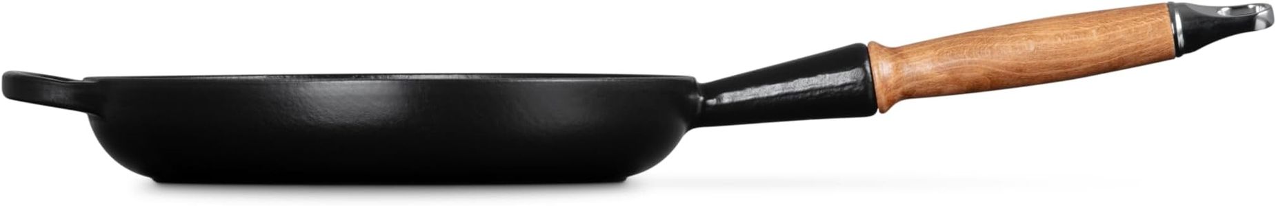 Le Creuset Signature Cast Iron Frying Pan 28cm – Matte Black, Wooden Handle