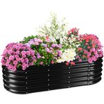 TBMLC 17" Tall Elevated Oval Metal Raised Garden Bed - 5ft x 2ft in Size and 0.8MM Thick Durable Planter Bed/Box for Vegetables Flowers Succulent at Patio/Garden Outdoor (Black, 5X2X1.4 FT)