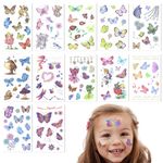 MAYCREATE® Tattoo Sticker for Girls 12 Sheets Kit, Butterfly Temporary Tattoo Stickers for Kids, Glittering Fairy Fake Tattoos, Waterproof Charming Makeup Body Arm Face Stickers