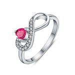 JO WISDOM Infinity Heart Promise Rings for Her Sterling Silver Friendship Ring July Birthstone Ring