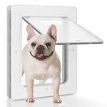 PETOUCH Dog Door, Plastic Pet Door by , 8.5 x 11.5 Inner Frame for Medium Dog and Pets, Easy to Install, 2-Way Locks, Durable Frame Doggy Door for Door, Screen & Wall, White Doggie Door, Medium