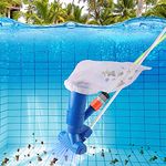 SIXVALA Upgrade Portable Swimming Pool Vacuum Jet Underwater Cleaner (No Garden Hose Included), 5 Section Pole of Hand Held Portable Vacuum Pool Cleaner for Above Ground Pool, Spas, Ponds & Fountains