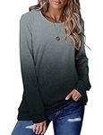 Women Sweatshirt Ladies Sweaters Long Sleeve Tunic Tops Plus Size Crew Neck Fall Pullover Tops Work Winter T-Shirt Loose Fit Blouses Gradual Grey XX-Large