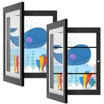 Orionstar Kids Art Frames, Artwork Picture Frames Changeable, Front Opening Picture Display Frames Holds 11.8X8.5inch 100 A4 Pcs, Artwork Display Storage Frames for Children, Home (Black 2 Pack)