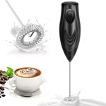 Milk Frother Handheld Whisk Battery Powered Drink Mixer, Milk Frother Foamer & Mini Drink Mixer Coffee Frother, Electric Portable for Latte, Cappuccino, Hot Chocolate-Black