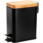 Peohud 5L/1.3 Gallon Step Trash Can with Soft Close Lid, Small Bathroom Garbage Can with Removable Liner Bucket and Handle for Kitchen, Bedroom, Craft Room, Office, RV, Black