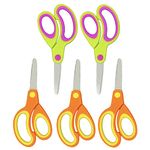 Left-Handed Kids Scissors by Phildim (Pack of 5, Rounded-tip, 13.2 cm) - 5.2'' Lefty Soft Touch Blunt School Student Scissors Shears PD-004-CA-B