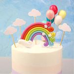 DIYASY Rainbow Cake Topper Kit Cloud Balloon Birthday Wedding Cake Flags for Birthday Wedding & Baby Shower Party Baking Decoration Supplies.