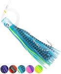 BLUEWING 6in Big Game Trolling Lure 1pc Deep Sea Fishing Lures with Stainless Steel Hook and 395lbs Fishing Line for Wahoo Tuna Marlin Mahi Mahi, Blue