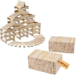 Navaris 200x Planchette en Bois - Jeu de Construction en Bois pour Enfant - Jeu Polyvalent pour Construire ou Jouer aux Dominos - Fabriqué à Partir de Bois de Pin Naturel