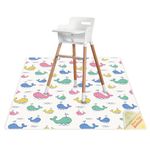 High Chair Splash Floor Mat, 43.3″Waterproof Washable Anti Slip Splash Mat with No Layering Design, Baby Mess Mat for Art/Crafts/Painting/Playtime, Table Cloth and Picnic Mat