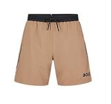 BOSS Men's Medium Length Solid Swim Trunk, Iconic Camel, X-Large