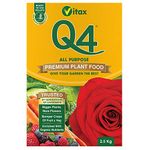 Vitax Q4 All Purpose Plant Food, Fertiliser Enriched With Organic Nutrients, More Flowers, Bigger Yields, Slow Release - 2.5 Kg