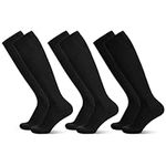 FRIUSATE 3 Pairs Football Socks for Men, Black Soccer Socks Long Sports Socks for Adult Rugby Hockey Running Gym Workouts (38-44)