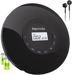 Portable CD Player with Headphone, Hernido Rechargeable CD Player for car, Compact CD Walkman with 5 EQ Sounds, AUX Output, Anti-Skip, CD Player for Home & Travel Discman Kpop Player