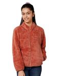 Alan Jones Clothing Girl's Fluffy Yarn Fleece Full-Zip Jacket (Orange_13-14 Years, Standard Length)