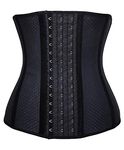 YIANNA Breathable Waist Trainer for Women Underbust Latex Sport Girdle Corsets Cincher Hourglass Body Shaper, YA11533-Black-XL